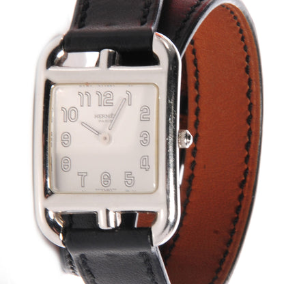 Hermes Stainless Steel Barenia 29mm Cape Cod Double Tour Quartz Watch Noir 1 of 6