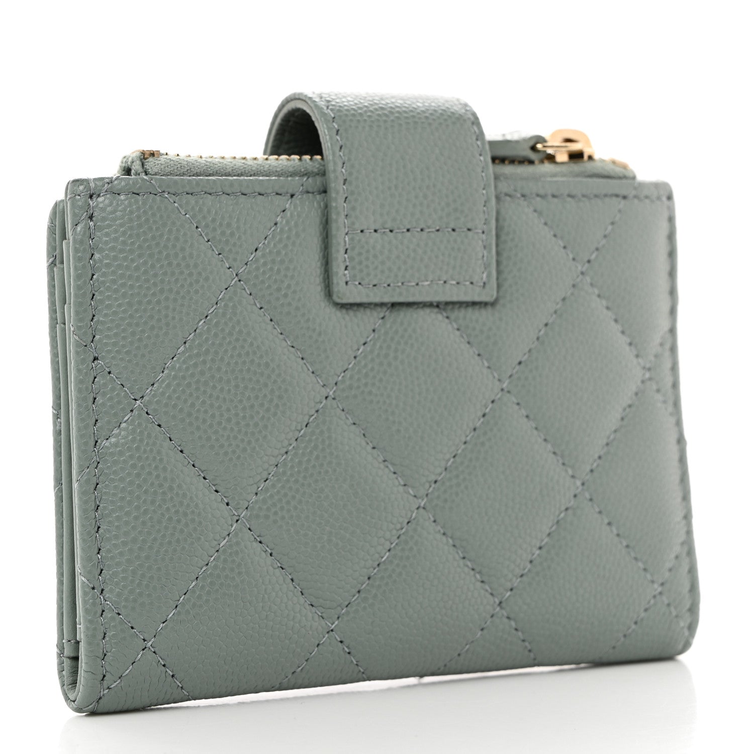 Chanel Caviar Quilted Compact Zipped Pocket Wallet Grey 3 of 8