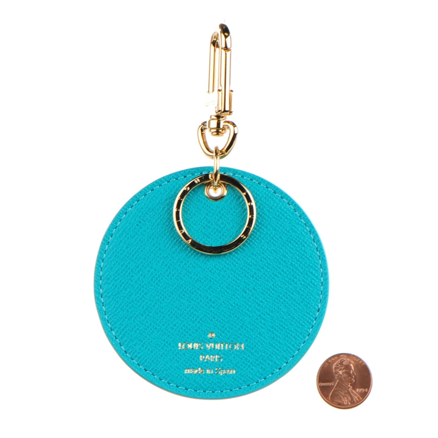 Monogram Illustre V Bag Charm Key Ring Turquoise
