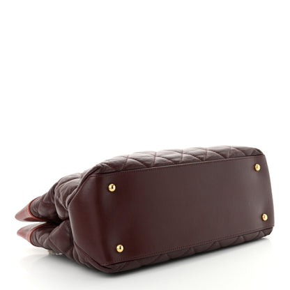Chanel Calfskin Quilted Medium Soft Elegance Tote Burgundy 4 of 10