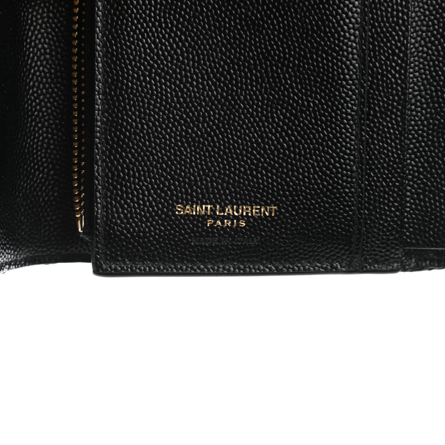 Grain De Poudre Matelasse Chevron Monogram Compact Tri Fold Wallet Black