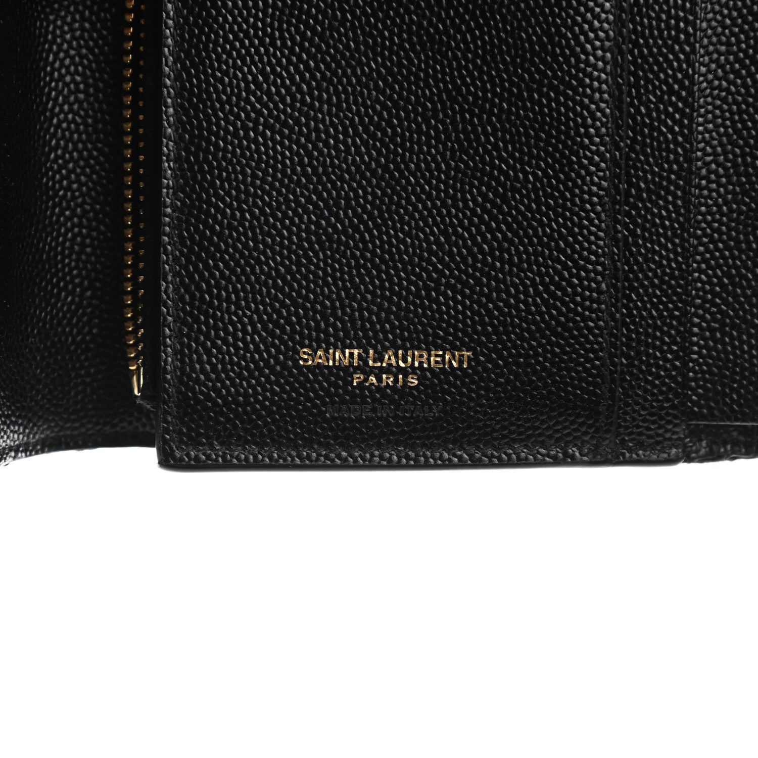 Saint Laurent Grain De Poudre Matelasse Chevron Monogram Compact Tri Fold Wallet Black 6 of 6