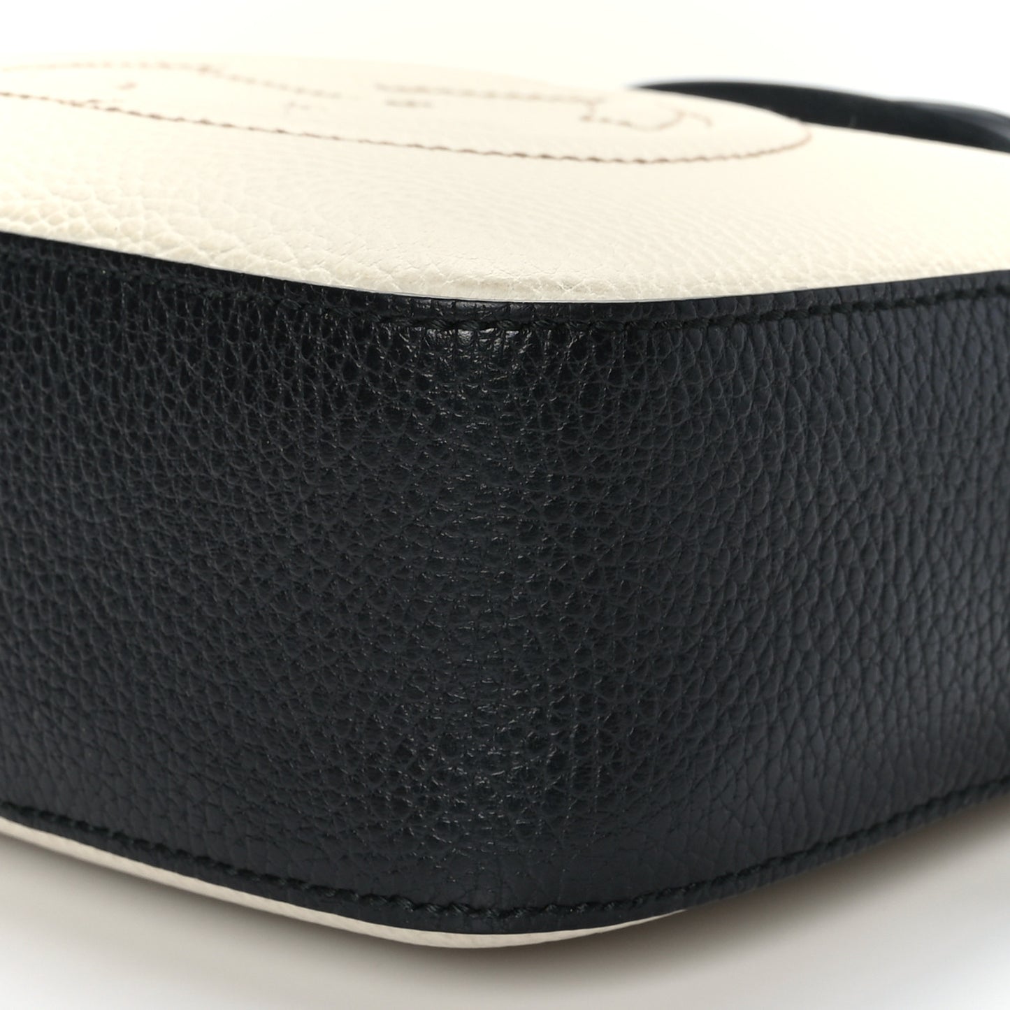 Dollar Calfskin Bi-Color Small Soho Disco Bag Mystic White Black