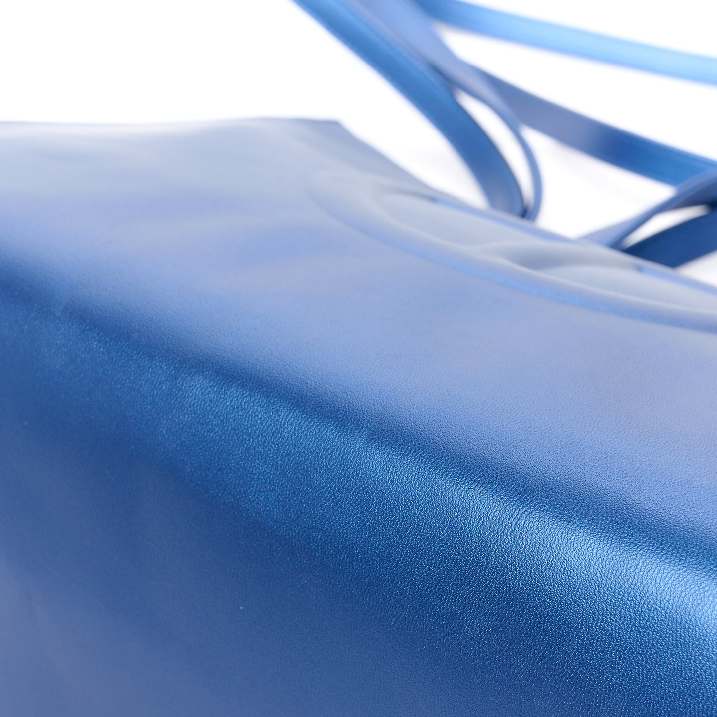 Metallic Vegan Leather Medium Shopping Bag Cobalt