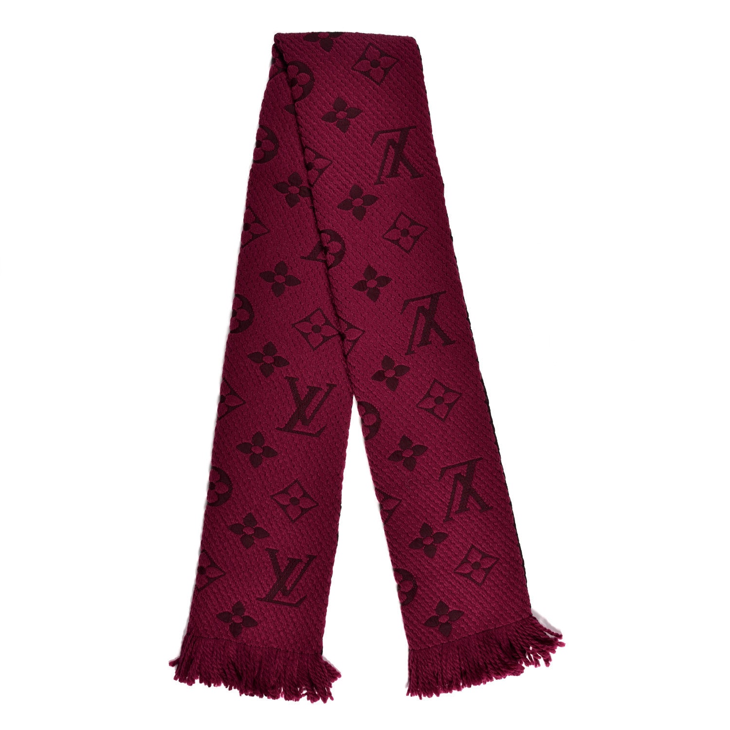 Louis Vuitton Wool Silk Logomania Scarf Cherry 2 of 4