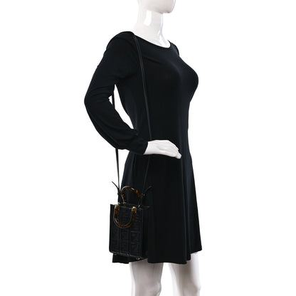 Fendi Vitello Plexiglass FF Embossed Mini Fendi Sunshine Shopper Tote Black 2 of 9