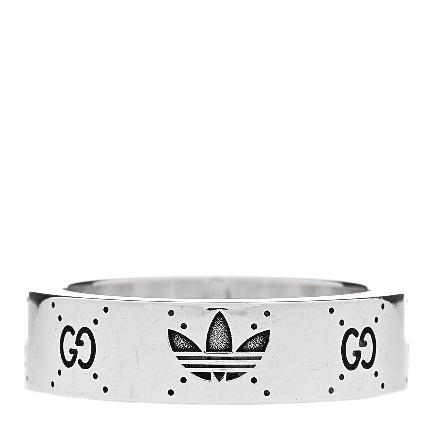 X ADIDAS Sterling Silver Trefoil GG Monogram Band Ring 57 8
