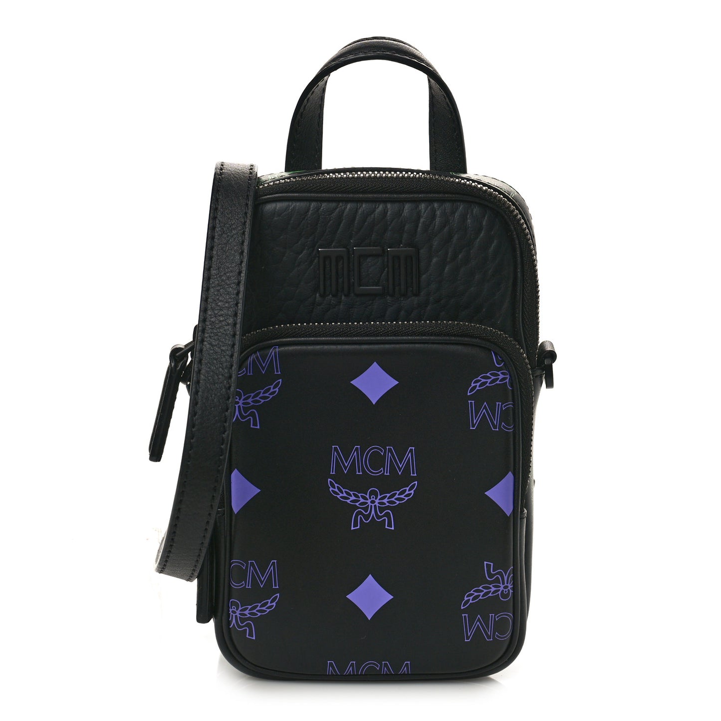 Calfskin Color Splash Mini Crossbody Black Purple Green