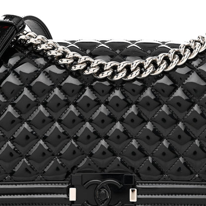 Chanel Patent Calfskin Quilted Medium Plexiglass Boy Flap Black 8 of 10