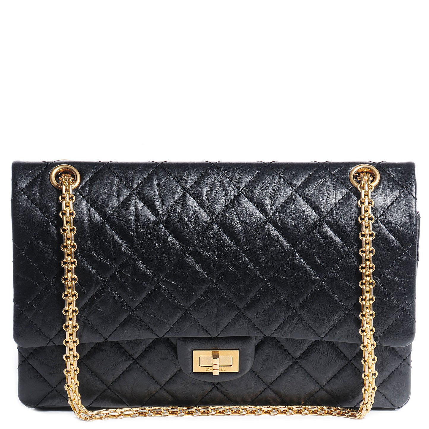 Aged Calfskin Quilted 2.55 Reissue 226 Flap Black