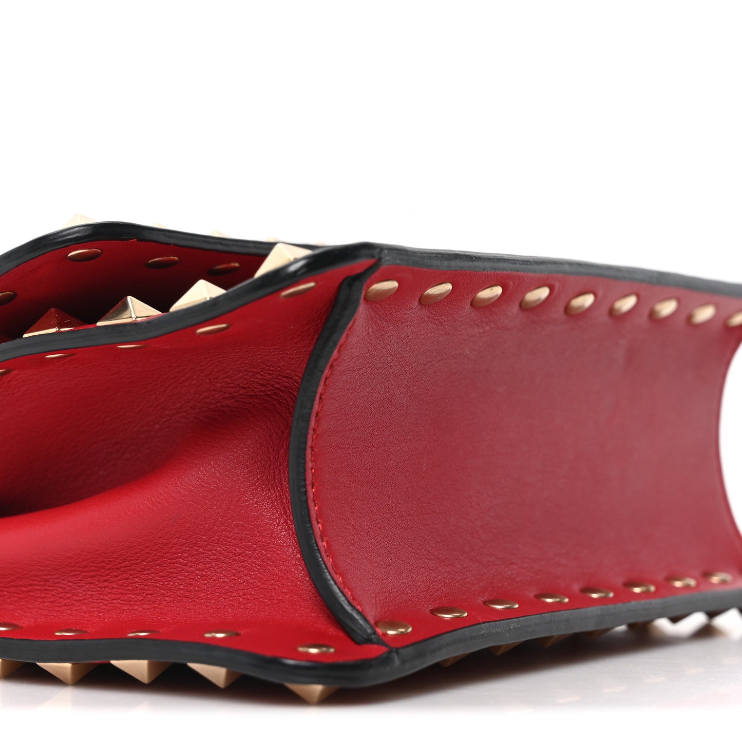 Vitello Rockstud Chain Flap Crossbody Bag Red