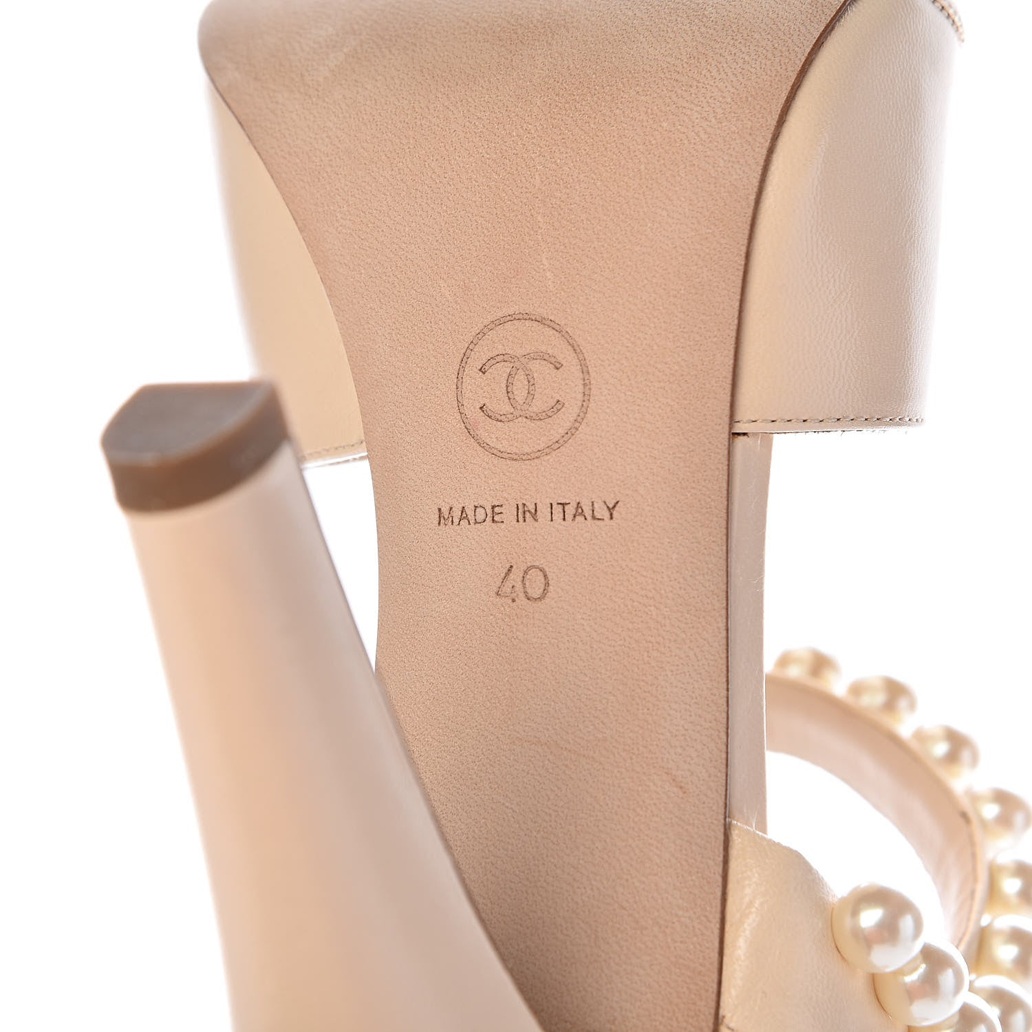 Chanel Lambskin Pearl Sandals 40 Beige Clair 8 of 11