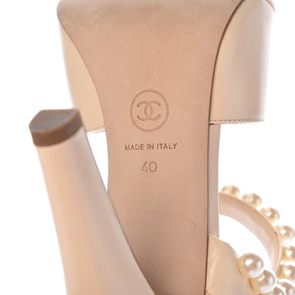 Chanel Lambskin Pearl Sandals 40 Beige Clair 8 of 11