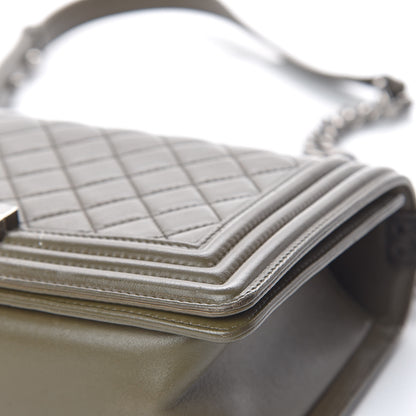 Chanel Lambskin Quilted Medium Boy Flap Khaki 14 of 17