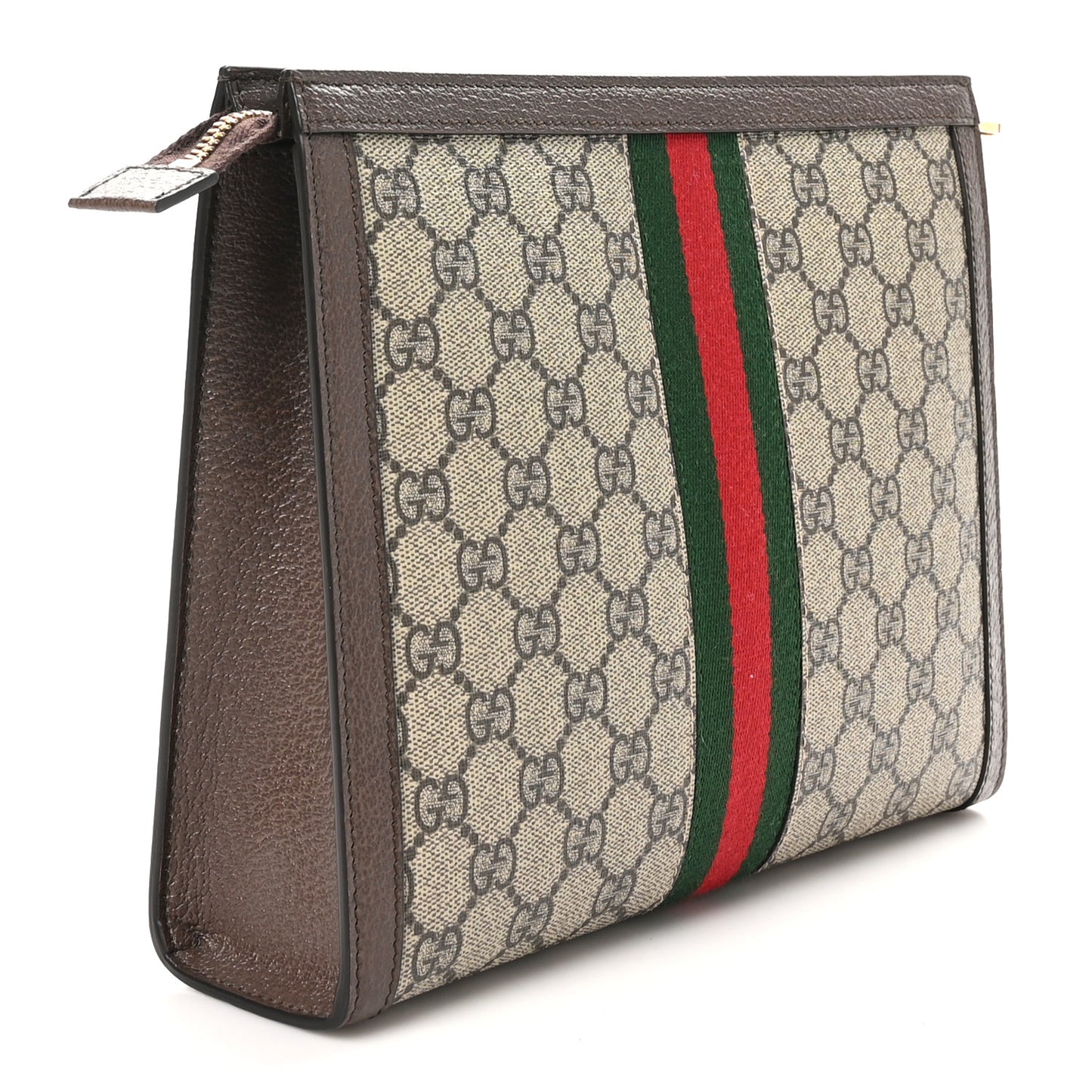 GG Supreme Monogram Web Ophidia Pouch Brown