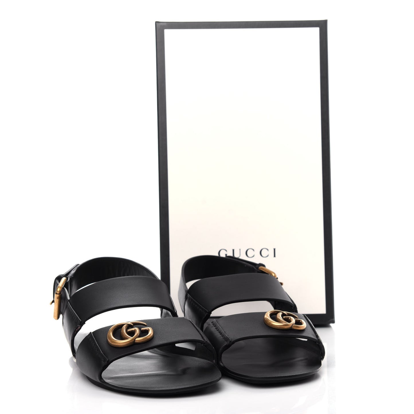 Calfskin Mens GG Marmont Sandals 12 Black