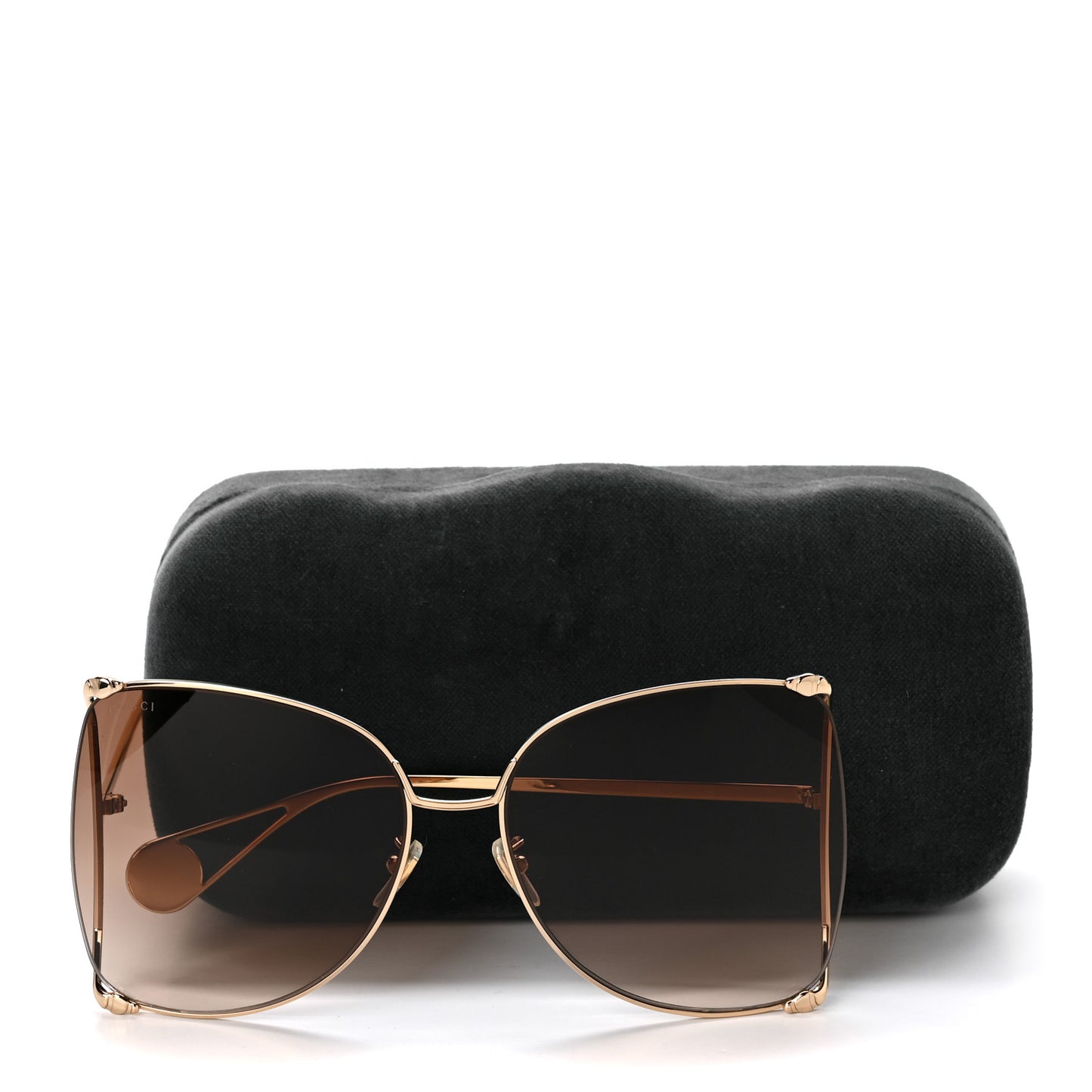 Oversized Round Sunglasses GG0252S Gold Brown