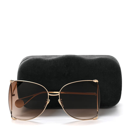 Gucci Oversized Round Sunglasses GG0252S Gold Brown 7 of 7