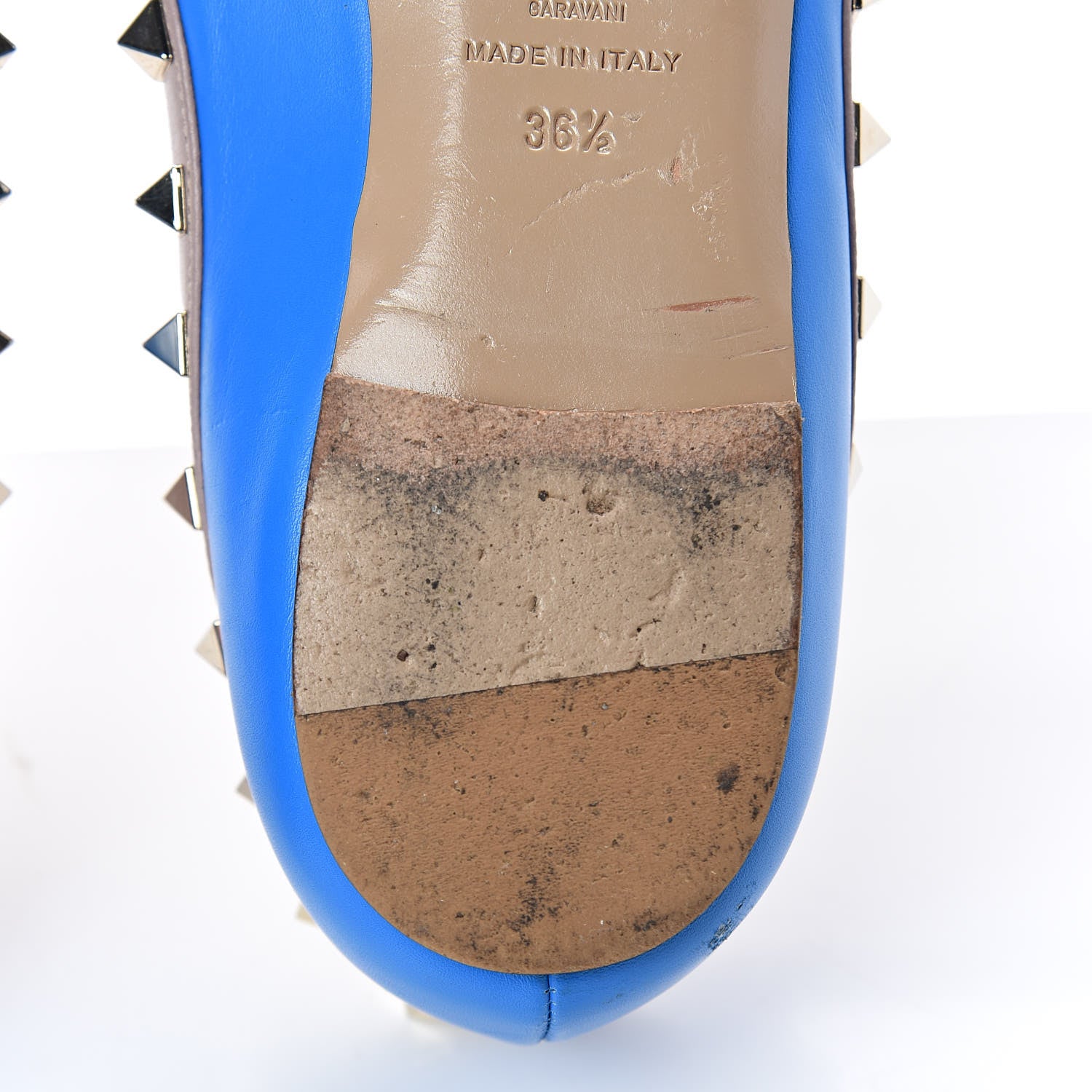 Valentino Garavani Calfskin Nappa Rockstud Ballerina Flats 36.5 Blue Fluo Poudre 12 of 13