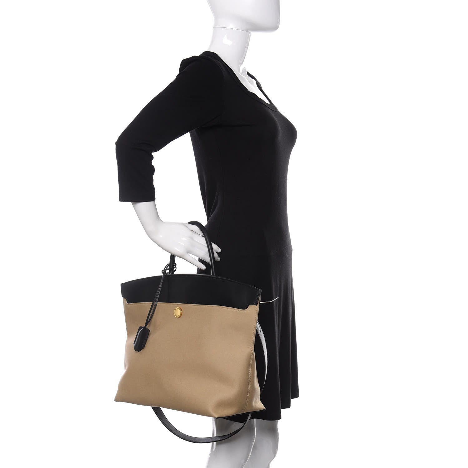 Burberry Calfskin Medium Society Tote Black Honey 3 of 11