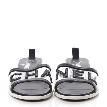 Chanel PVC Lambskin Logo Mules 37 Black 2 of 10