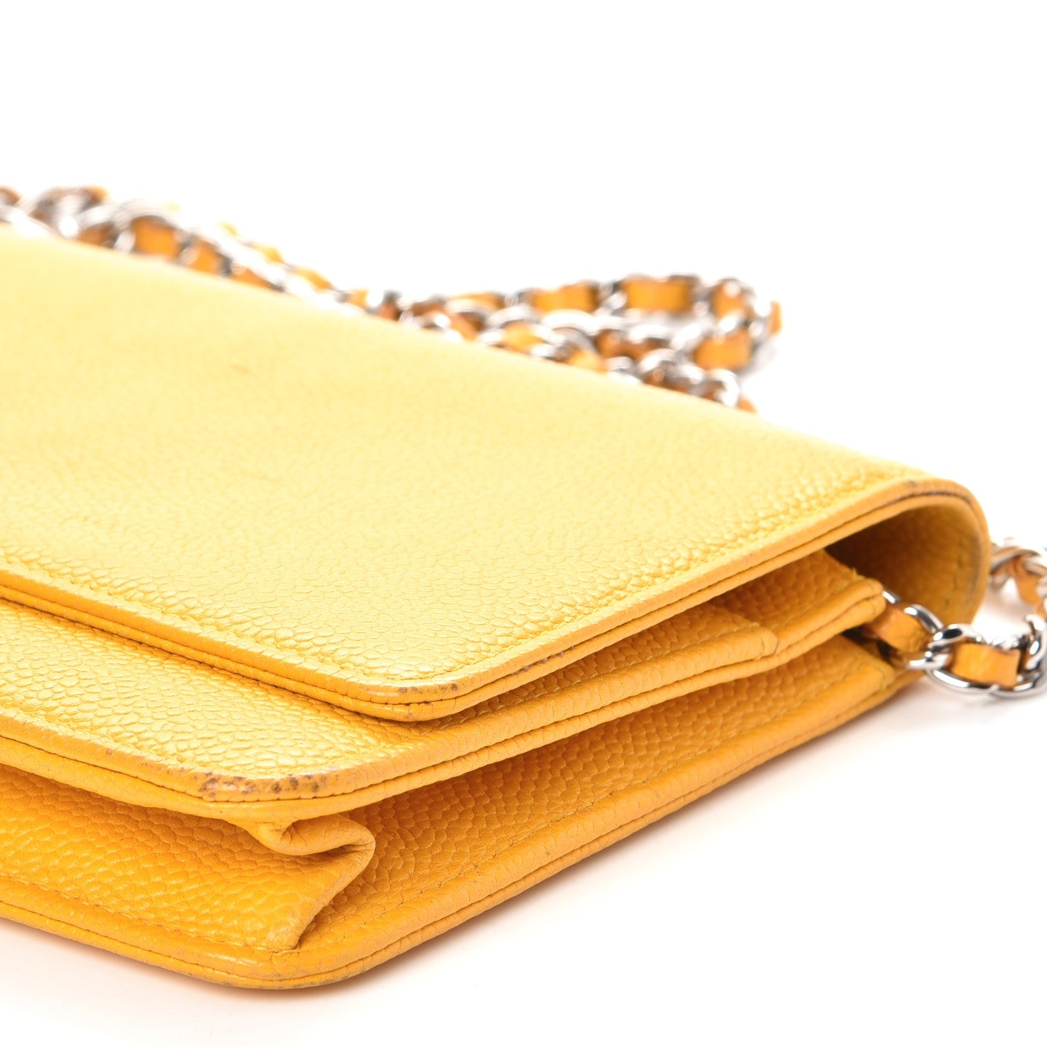 Chanel Caviar Wallet On Chain WOC Yellow 15 of 15