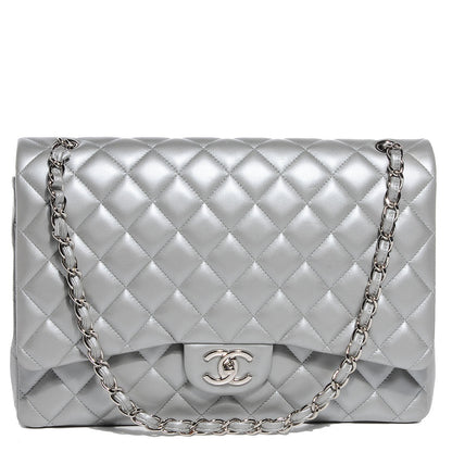 Chanel Lambskin Maxi Double Flap Silver 1 of 8