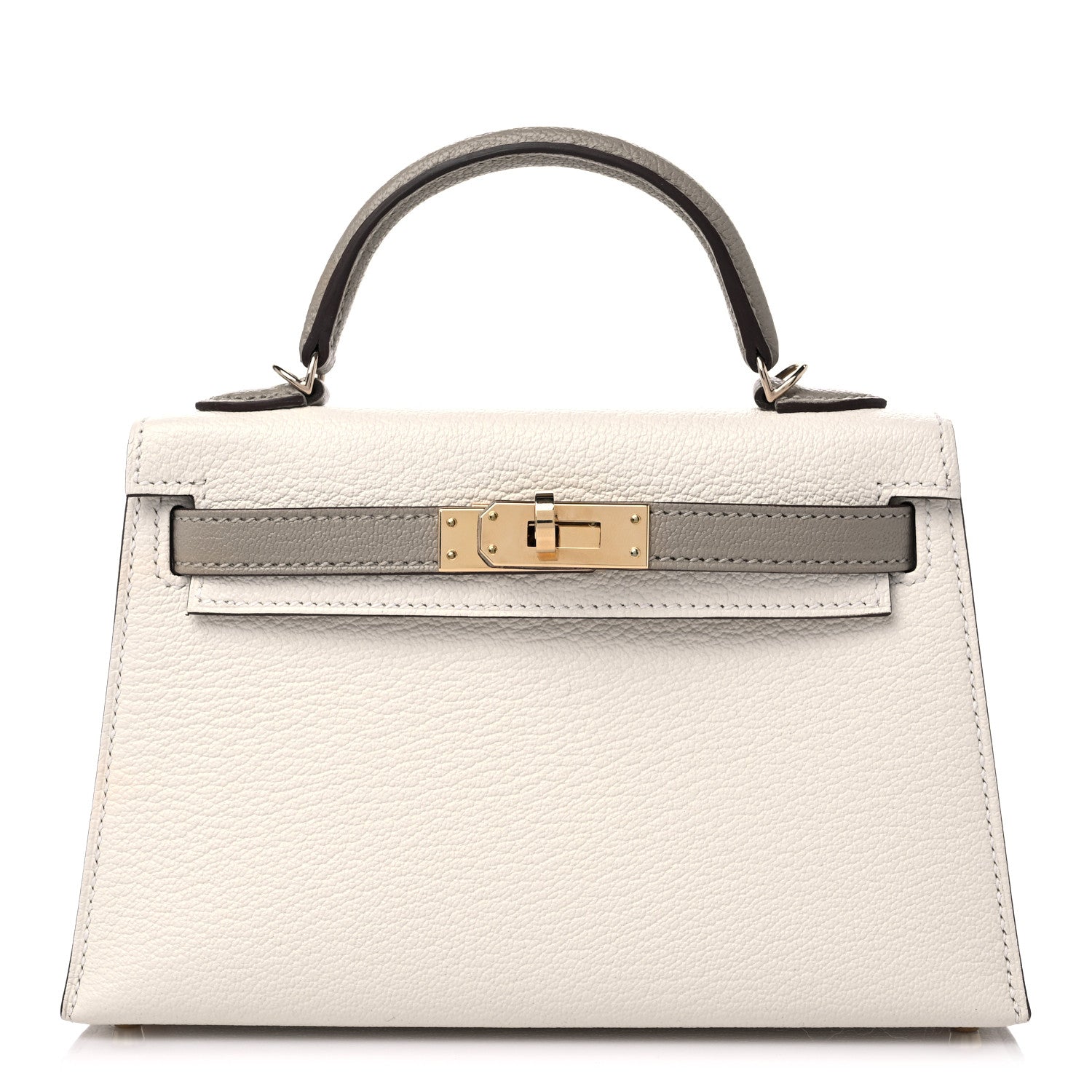 Hermes Chevre Mysore Horseshoe Mini Kelly Sellier 20 Craie Gris Asphalte 1 of 8