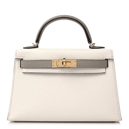 Hermes Chevre Mysore Horseshoe Mini Kelly Sellier 20 Craie Gris Asphalte 1 of 8