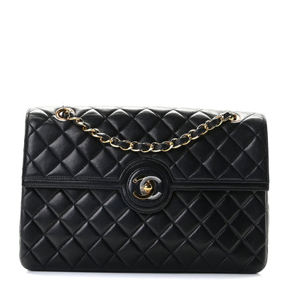 Chanel Lambskin Quilted Medium Single Flap Navy Blue 1 of 15