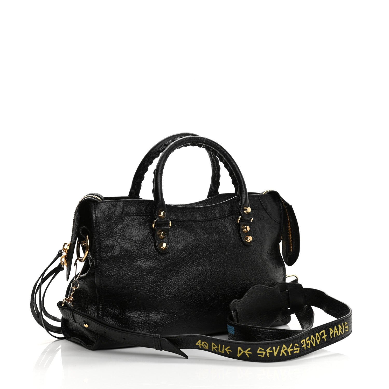 Balenciaga Agneau Classic Gold Hardware S City Graffiti Strap Black 2 of 9