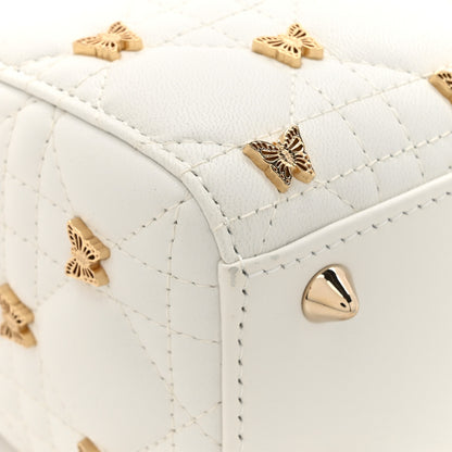 Christian Dior Lambskin Cannage Butterfly Studs Small Lady Dior White 11 of 14