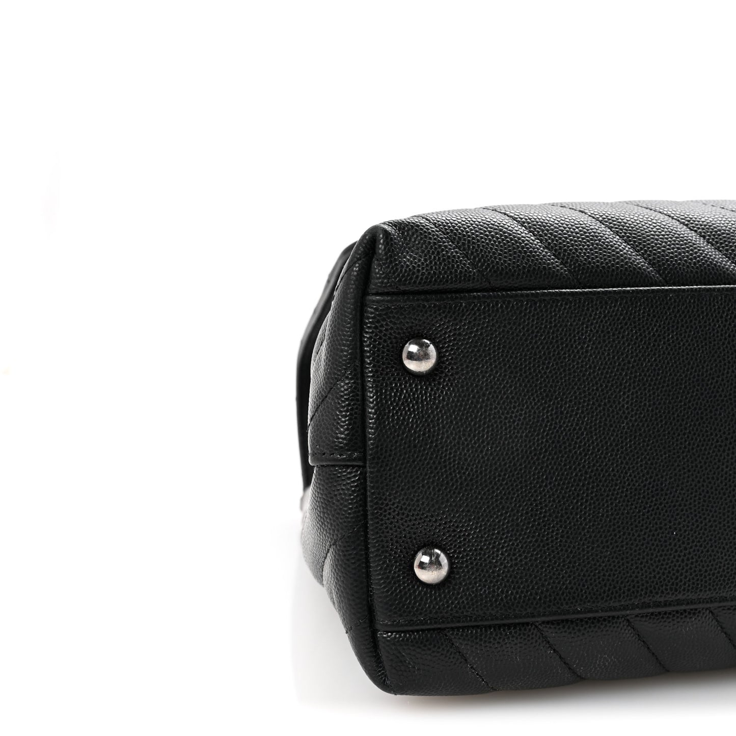 Caviar Chevron Quilted Medium Coco Handle Flap Black