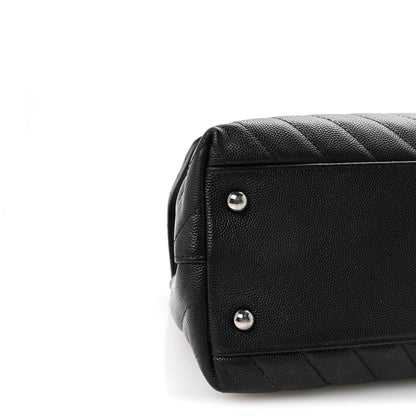 Chanel Caviar Chevron Quilted Medium Coco Handle Flap Black 9 of 10