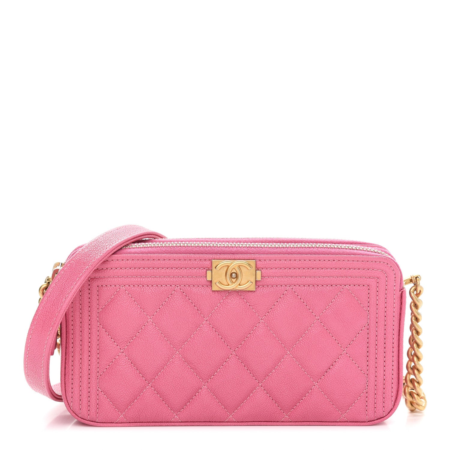 Chanel Caviar Quilted Small Boy Clutch With Chain Pink 1 of 14
