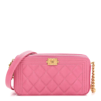 Chanel Caviar Quilted Small Boy Clutch With Chain Pink 1 of 14