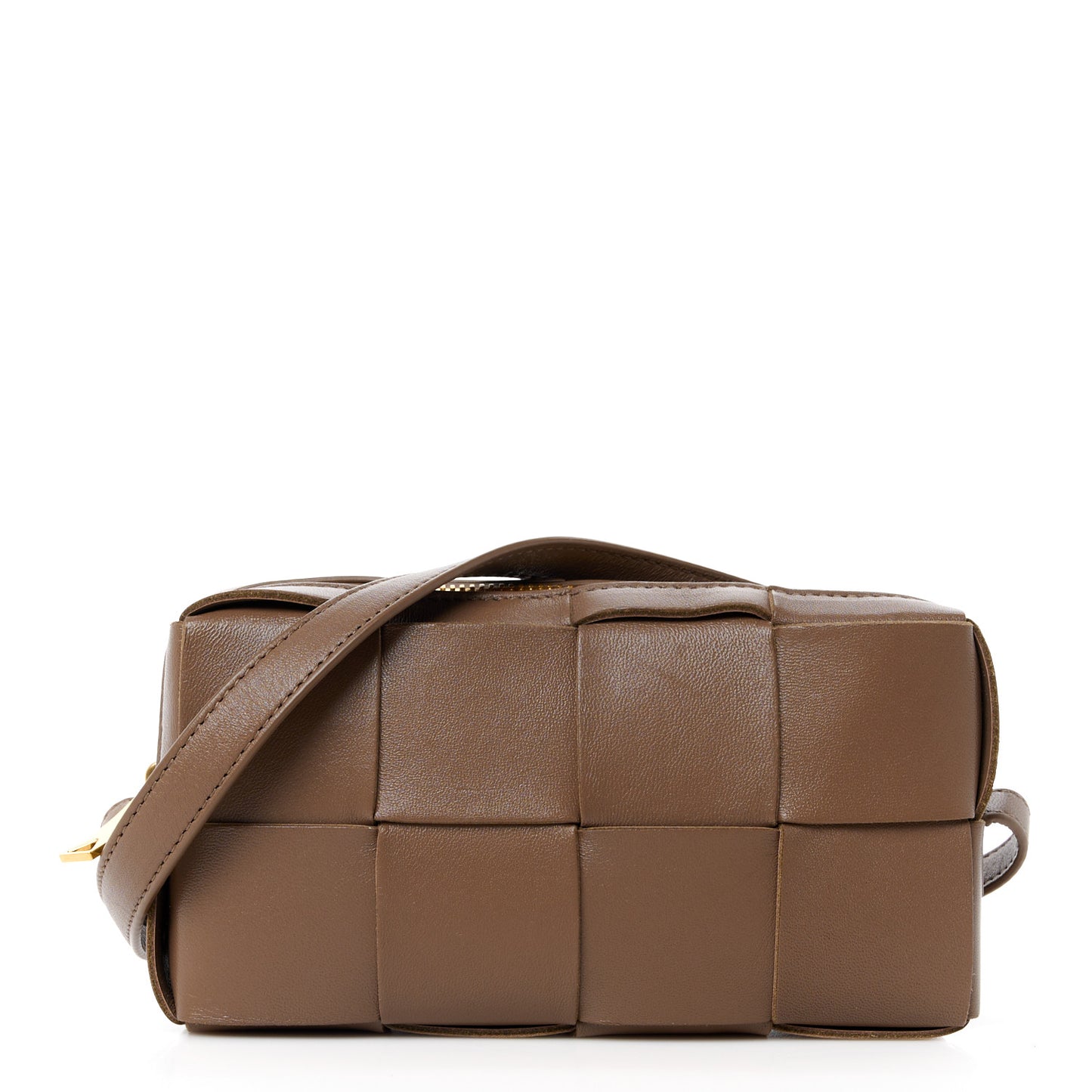 Lambskin Maxi Intreccio Cassette Phone Pouch Crossbody Bag Marrone