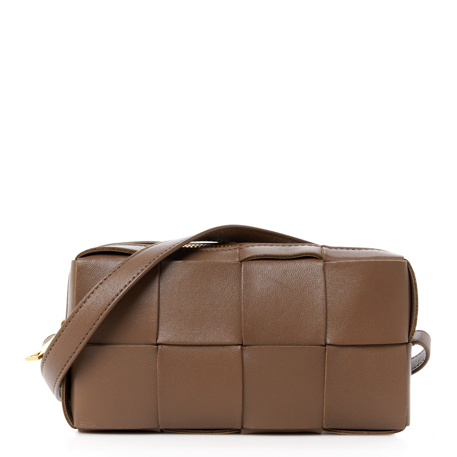 Bottega Veneta Lambskin Maxi Intreccio Cassette Phone Pouch Crossbody Bag Marrone 1 of 9
