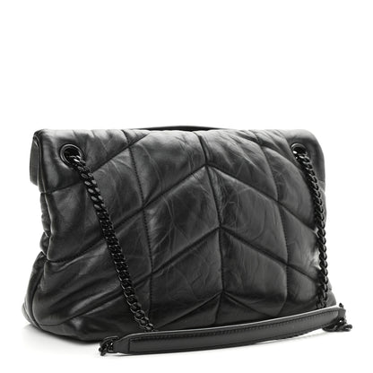 Saint Laurent Lambskin Quilted Monogram Monochrome Small Loulou Puffer Chain Satchel Black 3 of 10
