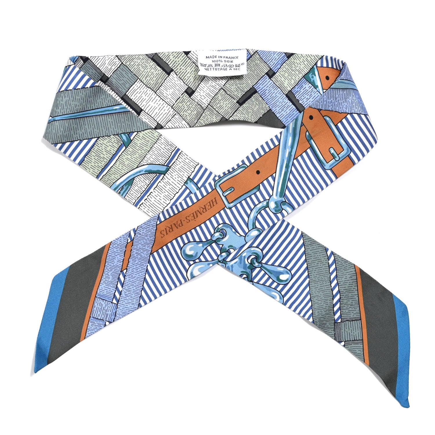 Hermes Silk Mors a Jouets Chemise Twilly Vert Amande White 1 of 4