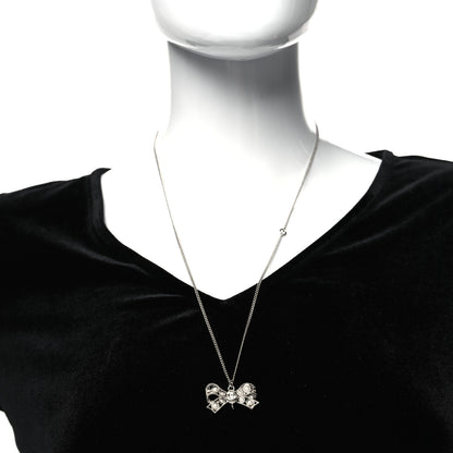 Chanel Crystal Pearl CC Bow Anchor Necklace Silver 2 of 5