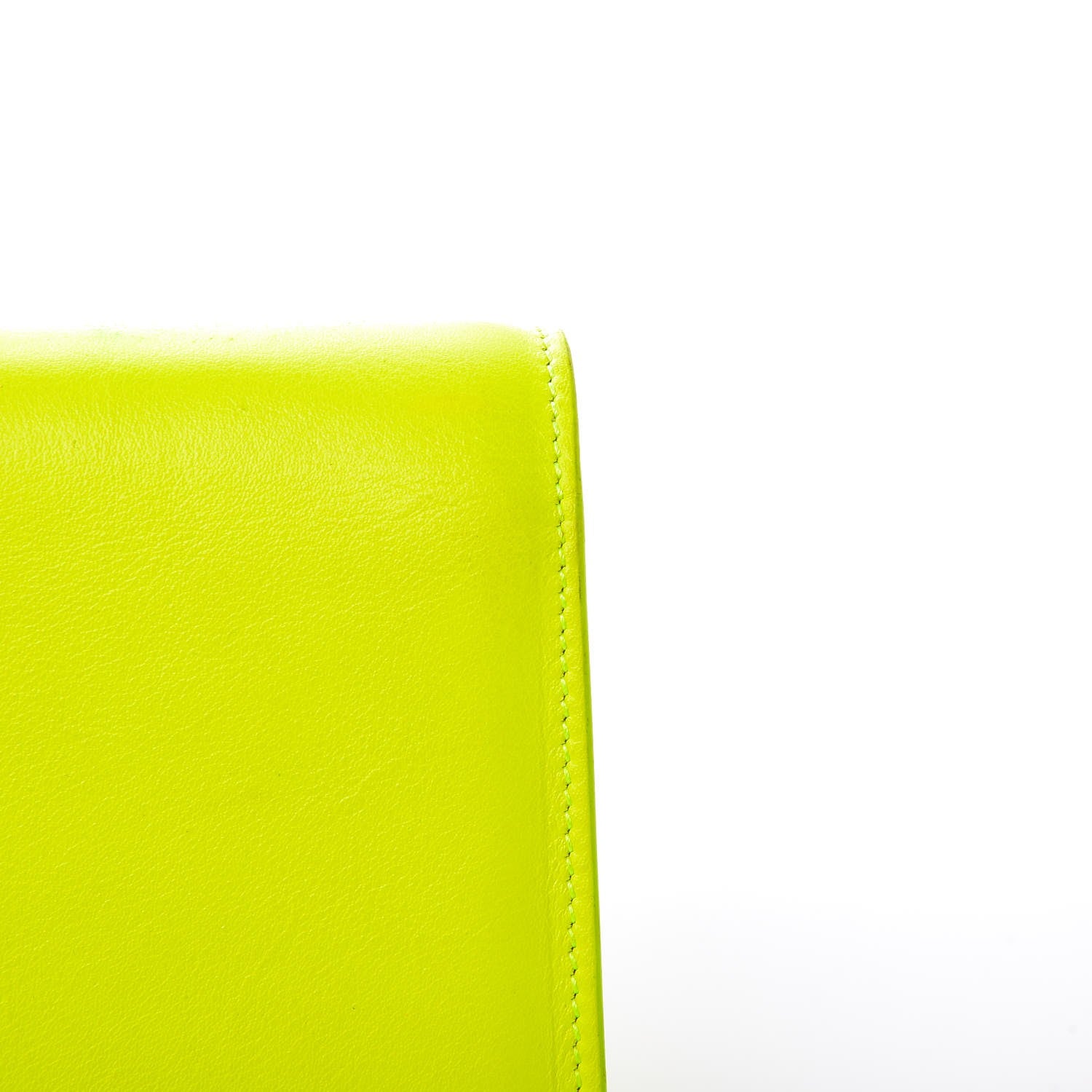 Saint Laurent Calfskin Classic Monogram Clutch Neon Yellow 12 of 15