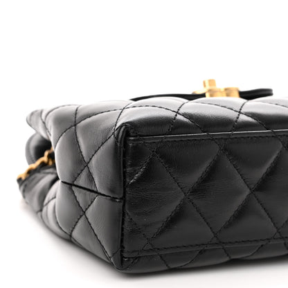 Chanel Shiny Aged Calfskin Quilted Nano Kelly Shopper Black 8 of 9