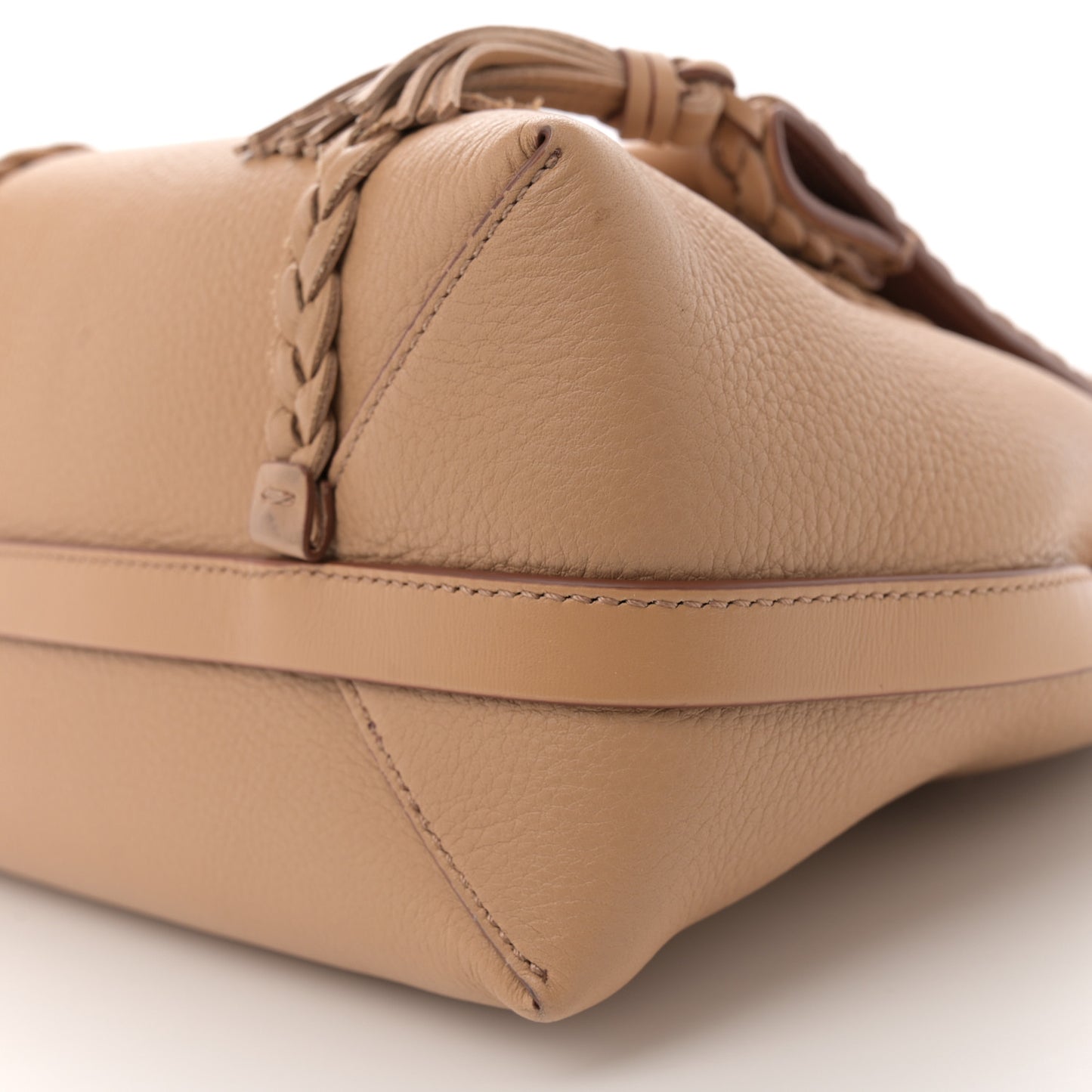 Grained Calfskin Medium Penelope Shoulder Bag Milky Brown