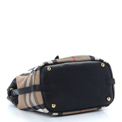 Burberry Grainy Calfskin House Check Medium Sycamore Hobo Black 3 of 7