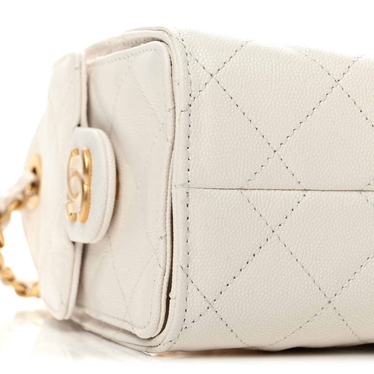 Caviar Quilted Mini Chanel 25 Handbag White
