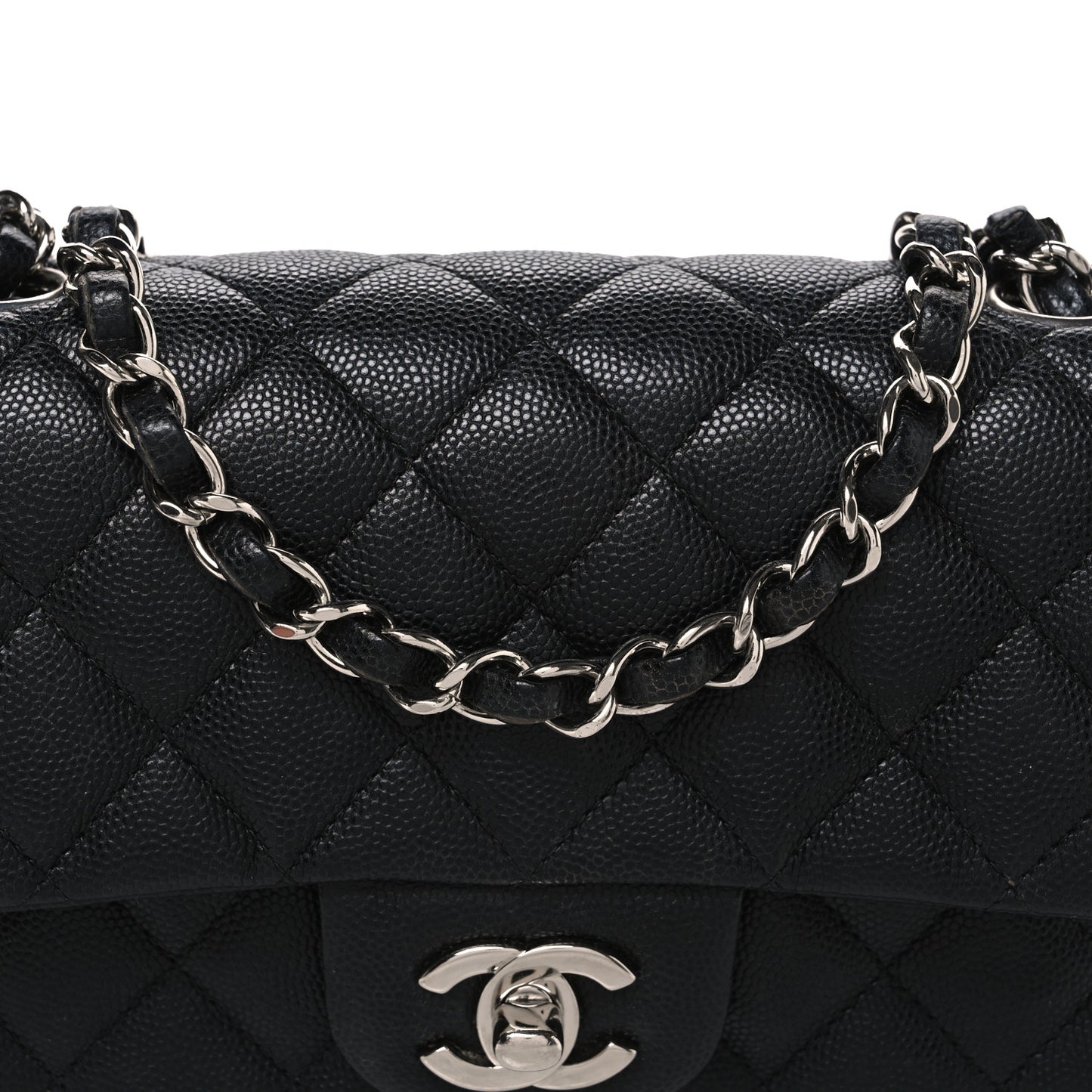 Caviar Quilted Mini Rectangular Flap Black
