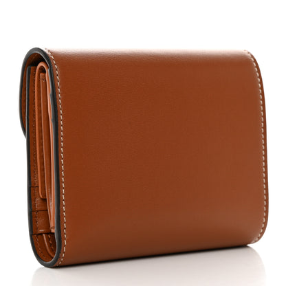 Celine Shiny Calfskin Triomphe Compact Wallet Natural Tan 3 of 10