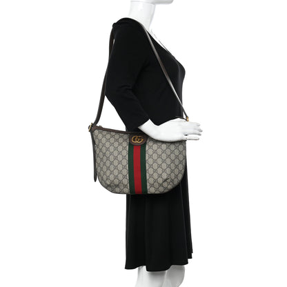 Gucci GG Supreme Monogram Web Small Ophidia Half Moon Hobo Brown 2 of 9