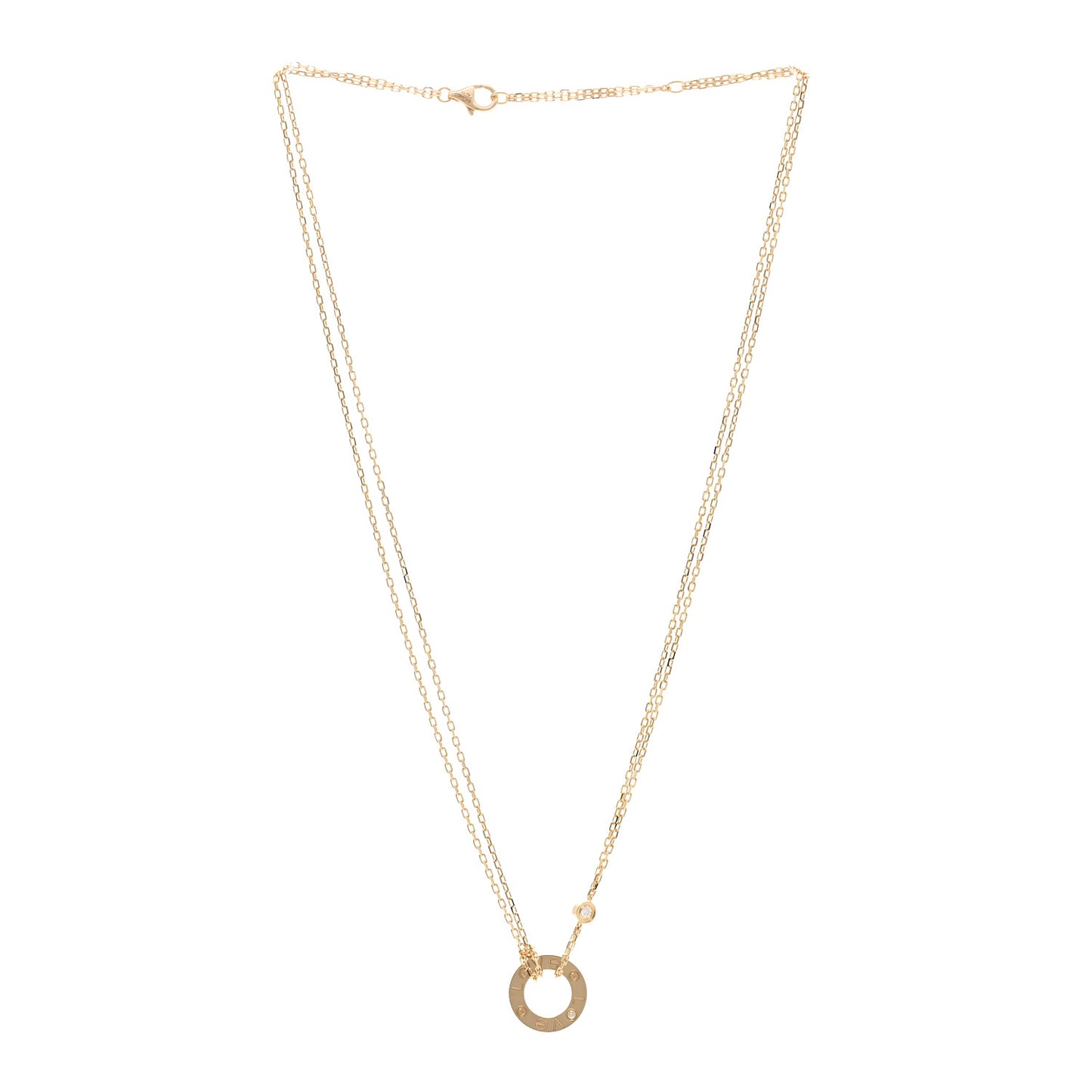 18K Yellow Gold 2 Diamond LOVE Necklace